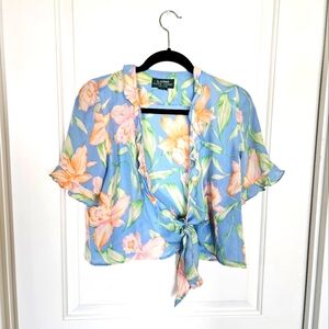 Ralph Lauren | Vintage LRLTropical Floral Silk Wrap Top Sz S
